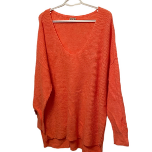 Women’s Free People La Brea Oversized V-Neck Sweater in Coral Colour Size Large